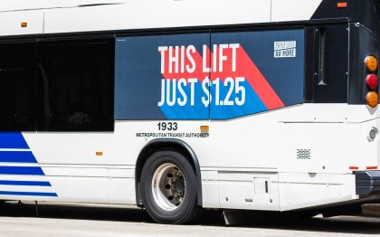 METRO bus with message saying This Lift Just $1.25
